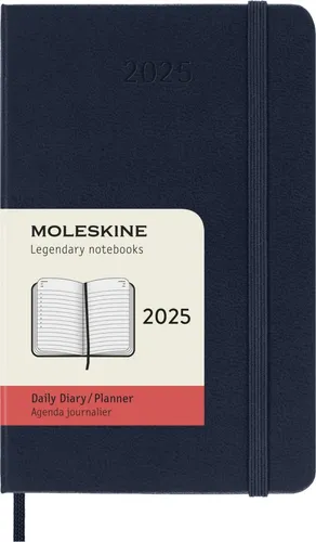 MOLESKINE Buchkalender 2025 - Fester Einband - Blau - P/A6 - Kalender für 2025 mit festem Einband, ideal für die tägliche Planung und Organisation im Alltag.