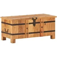 vidaXL Truhe aus massivem Akazienholz 90x40x40 cm - Sitzbank und Stauraum in einem, aus langlebigem Akazienholz gefertigt, mit einzigartiger Holzmaserung und abschließbarem Design für Sicherheit.