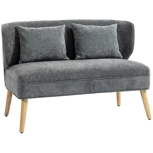 HOMCOM 2-Sitzer Sofa mit Flügelrücken – Kompakt & Modern in grau von HOMCOM