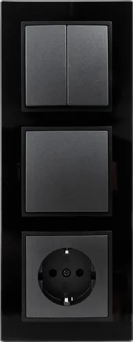 McPower Flair Schalter und Steckdosen Set ''Tür 3-fach-Style'' - Elegantes Steckdosen-Set mit anthrazitfarbenem Glasrahmen, ideal für den Innenbereich und verleiht jedem Raum einen modernen Look.