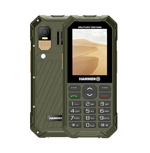Tastentelefon Hammer 6 LTE Military Edition - Telefone mit großen Tasten & Freisprechfunktion, robustes IP68 Gehäuse für extreme Bedingungen, 2500mAh Akku für bis zu 7 Tage Standby und SOS-Taste für Notfälle.
