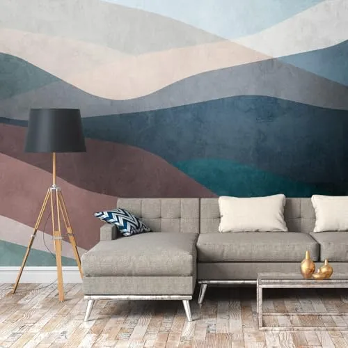 Profhome Abstrakt Tapete 382551-GU Vliestapete blau beige braun weiß Fototapete 0,53 m x 20,10 m / 10,39 m2