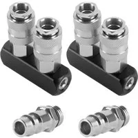 STAHLWERK 2-fach Druckluft-Verteiler - Anschluss- & Verbindungsstücke für Druckluft-Kompressoren, robust bis 35 bar und ideal für den gleichzeitigen Betrieb von 2 Druckluftwerkzeugen.