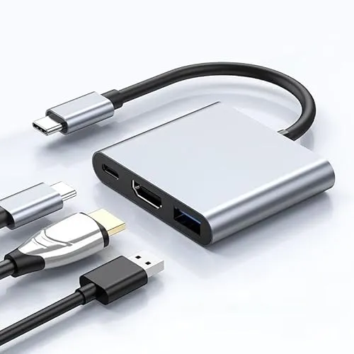 USB C Hub 3 in 1 Multiport Adapter 4K HDMI, 100W Power Delivery, USB-A Data Port, USB 3.0 USB C Dongle for MacBook Pro/Air, iPad Pro, iMac, iPhone 17, Thinkpad, Steam Deck, Samsung Galaxy Dex, Tablet