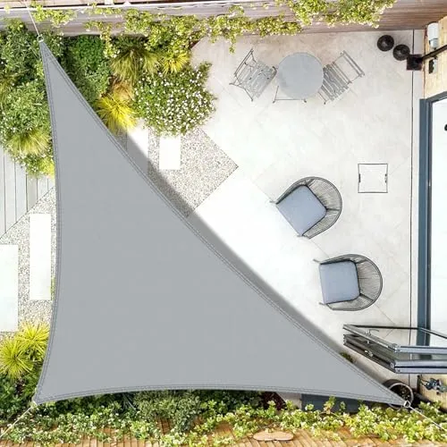 AXT SHADE Sonnensegel Wasserdicht Dreieck Rechtwinklig 3x3x4,25m Wetterschutz Sonnenschutz PES Polyester mit UV Schutz für Terrasse Balkon Garten-Hellgrau