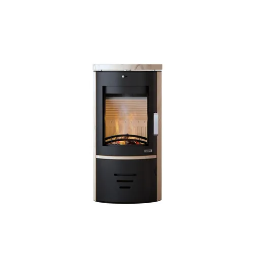 Accente Kaminofen Tifano Sandstein schwarz 6,5 kW - Kaminofen mit 6,5 kW Leistung, elegantes Sandstein-Design und effiziente Wärmeabgabe für gemütliche Abende.