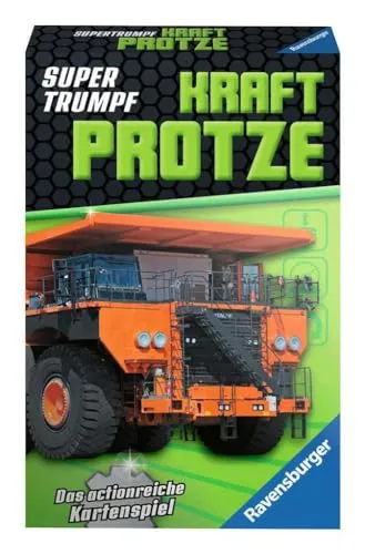 Ravensburger Kartenspiel, Supertrumpf Kraftprotze 20695, Quartett und Trumpf-Spiel für Technik-Fans ab 7 Jahren