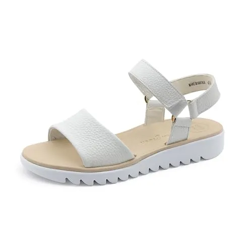 Paul Green Damen Sandaletten - Bequeme Sommerschuhe in Weiß - Wanderschuhe: Flache Sandaletten aus Leder mit leichter PU-Sohle, ideal für entspannte Sommertage und lange Spaziergänge.