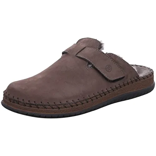 Rohde Herren Pantoffel Alassio 6790 - Warmfutter und Leder, Größe 46 EU, Braun - Hochwertige Hausschuhe aus Leder mit kuscheligem Warmfutter, ideal für kalte Wintertage. Rutschfeste PU-Sohle und praktischer Klettverschluss für optimalen Komfort.