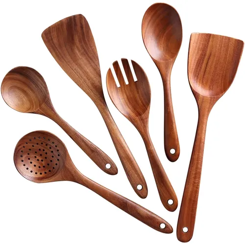 Elegantes 6-teiliges Teak Kochbesteck-Set – Ideal für Kochfreunde und Geschenke