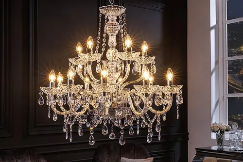 Riess-Ambiente Kronleuchter CRYSTAL 80cm - Elegante Hängelampe - Kronleuchter im Barock Design, aus hochwertigem Acryl, ideal für Wohnzimmer und Schlafzimmer. Verstellbare Höhe bis 180 cm für flexibles Lichtambiente.