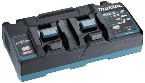 Makita Schnellladegerät 191N09-8 - Zubehör Elektrowerkzeuge - Doppel-Schnellladegerät für zwei 40 V max. XGT-Akkus, mit wählbarer Melodie und zwei Lüftern für schnelles Laden.