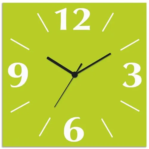 ARTLAND Lautlose Wanduhr 30x30 cm - Modernes Design in Grün - Wanduhren aus Aluminium mit geräuschlosem Uhrwerk, ideal für Schlafzimmer und Wohnzimmer. Made in Germany - langlebig und stilvoll!