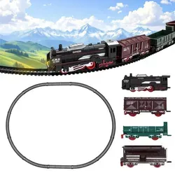 Elektrische Spielzeug Eisenbahn 16-teilig - Komplett Set mit Lokomotive und Waggons - Züge & Schienenfahrzeugspielsets für Kinder, fördert kreatives Spielen und motorische Fähigkeiten ab 4 Jahren - flexibler Aufbau der Zugstrecke für endlosen Fahrspaß.