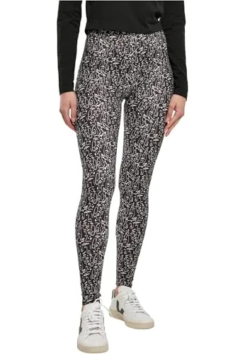 Urban Classics Damen Ladies Soft AOP Leggings Blackline, S