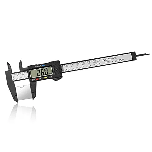 Vinabo Digitaler Messschieber, 150 mm, digitaler Messschieber, elektronisches Messwerkzeug mit großem LCD-Display, für Außen-, Innen-, Tiefen- und Schrittmessungen
