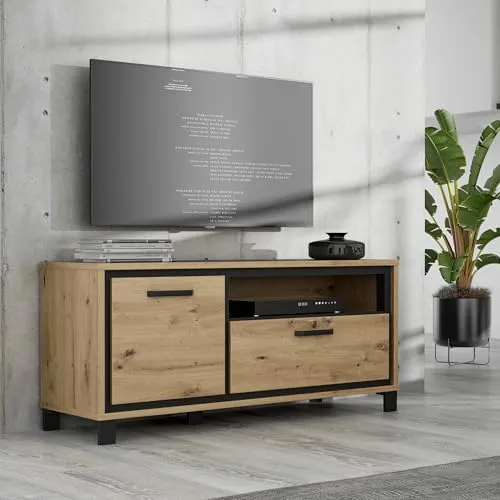 Forte Trondheim TV-Schrank 130 - Moderne TV-Bank mit 1 Tür und 1 Schublade, ideal für Ordnung und Stil im Wohnzimmer; umweltfreundlich hergestellt aus hochwertigen Materialien.