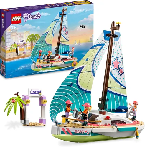 LEGO 41716 Friends Stephanies Segelabenteuer - Spielzeug-Segelboot mit 3 Mini-Puppen, inklusive Zubehör und ideal für abenteuerlustige Kinder ab 7 Jahren