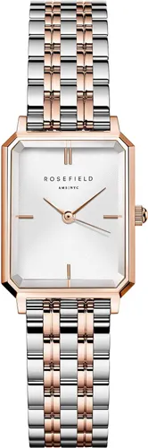 Rosefield Octagon XS Damenuhr - Elegante Damenuhr aus der Octagon XS-Kollektion mit achteckigem Gehäuse, 3 ATM wasserdicht und stilvollem Edelstahlarmband in Roségold und Silber.