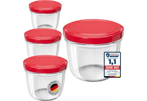 Wellgro Vorratsglas Einmachgläser 230ml TO 82, rot (25-tlg) - Praktische 25er-Packung roter Einmachgläser mit 230 ml Fassungsvermögen. Ideal zur Aufbewahrung von Lebensmitteln, robust und vielseitig einsetzbar in der Küche.