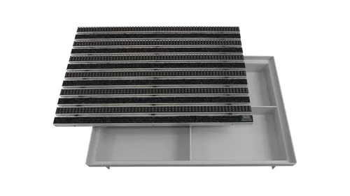Emco Fußmatte DIPLOMAT Rips Anthrazit mit Bodenwanne - Die Emco Fußmatte DIPLOMAT aus strapazierfähigem Rips Material ist ideal für stark frequentierte Eingangsbereiche. Mit integrierter Bodenwanne sorgt sie für eine effektive Schmutzaufnahme. Maße: 600x400mm, Höhe: 75mm.