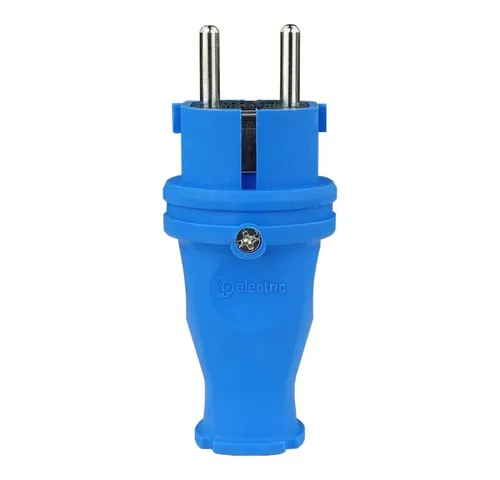 TP Electric Steckdose Schukostecker Schutzkontakt 16A 230V Gummistecker Schuko Gummi 2P+E, Spritzwassergeschützt