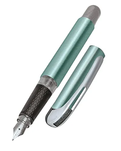 Online Füller College Metallic Türkis, Tinten-Füller für Rechtshänder, ergonomisches Griffstück, hochwertige Iridium-Feder medium, Standard-Tintenpatronen, inkl. Kombipatrone