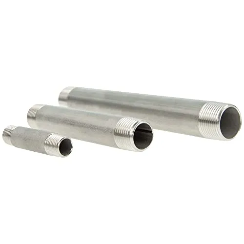 tecuro Rohrdoppelnippel Langnippel Edelstahl V4A (AISI 316), AG/AG konisch 3/4 Zoll x 120 mm