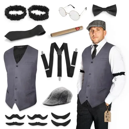 Festicy 20er Jahre Kostüm Herren im Mafia Gangster Look