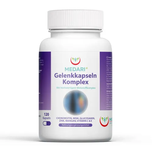 Gelenk Komplex Kapsel für Knorpel und Gelenke - Nahrungsergänzungsmittel mit Glucosamin, Chondroitin und MSM für gesunde Gelenke und Knorpel, ideal für aktive Menschen und Sportler.