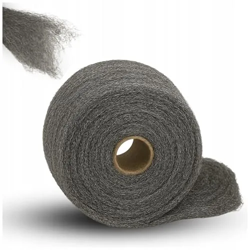 Stahlwolle 250 g Rolle – Stahlschwamm 0+00 zum Reinigen, Polieren & Renovieren von Metall, Holz & Stein – Schleifvlies Polierwolle WOOLTEC