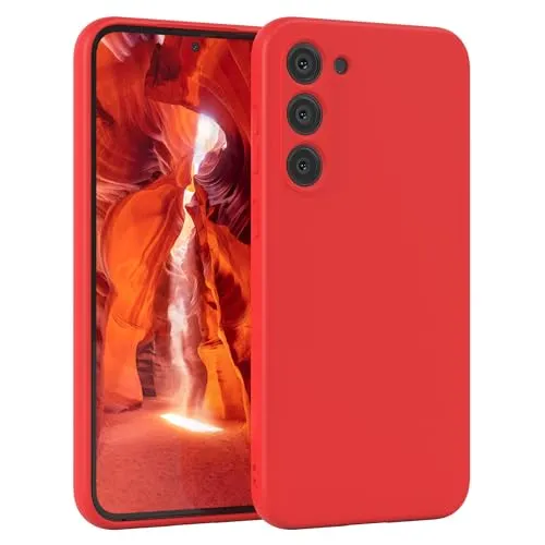 EAZY CASE - Silikonhülle für Galaxy S23 Plus Hülle Silikon Case Rot weich stoßfeste Handyhülle Schutzhülle mit Kameraschutz Dünn Premium Schutz Cover TPU Phone Bumper in Mattrot