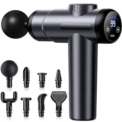 GQBVPN Massage Pistole, Massage Gun Percussion Muskel Massagegerät mit 99 Geschwindigkeiten Einstellbar Masagepistoll Mit 8 Massageköpfen