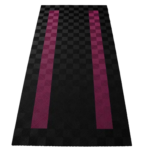 RAMROXX Performance Bodenfliesen Garagenboden Set 2,8mx5,6m Schwarz Pink - Hochwertige Kunststoffbodenfliesen für Garagen, robust und pflegeleicht. Ideal für eine praktische und ansprechende Bodengestaltung.