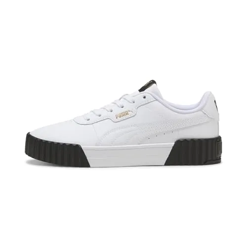 PUMA Damen Carina 3.0 Sneaker – White Gold Black, 37 EU - Damen-Sneaker mit zeitlosem Design und bequemer Dämpfung für den perfekten Tragekomfort im Alltag.