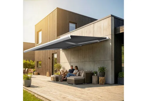 Eclipse Elektrische Kassettenmarkise 2,5x2,0m in Grau in weiß von Eclipse