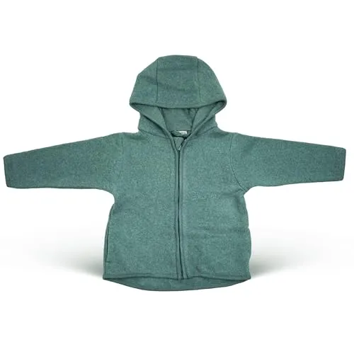 Hinzling Fleece Jacke aus 100% Bio-Baumwolle (Evergreen) (116) – Fleecejacke Kinder kuschelig weich, für jede Jahreszeit geeignet – Nachhaltig und mitwachsend – Fair in Europa produziert