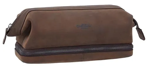 Gusti Kosmetiktasche Leder - Quinn Waschtasche - Make-up Tasche aus robustem Echtleder, ideal für Reisen. Platz für alle Hygieneartikel und ein echter Hingucker.