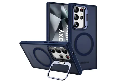 CoolGadget Handyhülle Hybrid Luxury Handy Case für Samsung Galaxy S24 Ultra 6,2 Zoll, Hülle Massiv Metallständer aufklappbar Schutzhülle für Magsafe Zubehör