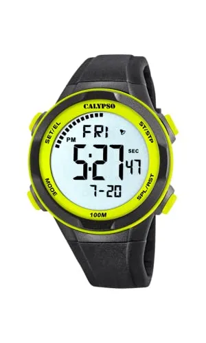 Calypso Herren Uhr K5780/1 Flash Time - Stylische digitale Armbanduhr aus schwarzem Silikon mit 10 bar Wasserdichtigkeit – perfekt für aktive Männer!