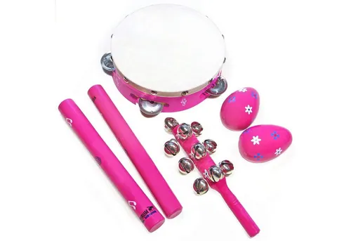 keepdrum Kinderschlagzeug KDLT4C, 5-teiliges Kinder Percussion-Set in Pink - Das 5-teilige Percussion-Set von keepdrum fördert spielerisch die musikalische Früherziehung. Mit bunten, kinderfreundlichen Instrumenten aus Holz wird Musizieren zum Erlebnis – ideal für Gruppenaktivitäten!