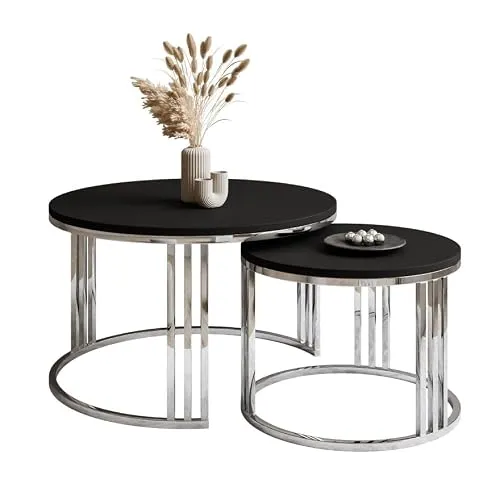 Lookway Couchtisch LORI 2in1 Schwarz Matt (2er Set)
