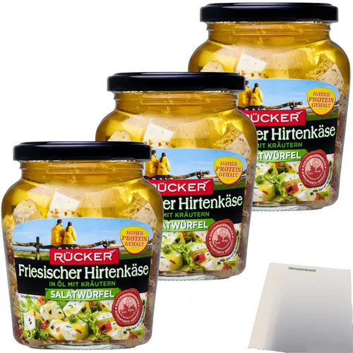 Rücker Frisischer Hirtenkäse Salatwürfel in Öl mit Kräutern 3x300g usy Block