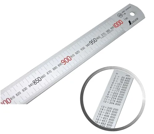 Shinwa 13048 Lineal aus Edelstahl 100 cm - mit 0,5mm Skala - Stahllineal Metalllineal