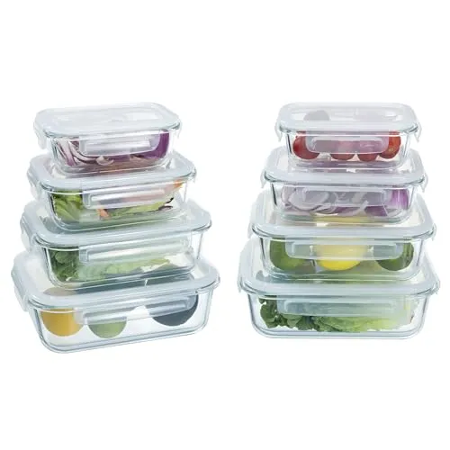 Navaris 8er Set Glasbehälter mit Deckel von Navaris