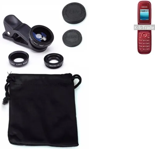 K-S-Trade Smartphone Kamera Linsen Set Kompatibel mit Samsung GT-E1270 3in1 Clip-On Kamera Adapter Macro Weitwinkel FishEye Fischauge Objektiv Linse