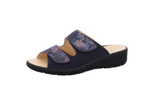 Belvida Pantolette Blau - Marine - 37 - Pantoletten mit Lederdecksohle und flexiblem Wechselfußbett, ideal für lose Einlagen, bieten höchsten Tragekomfort und perfekten Halt durch integrierten Klettverschluss.
