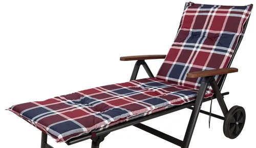 Sun Garden Liegenauflage Rollliege Naxos 10539-100 blau-rot kariert 188x60x6 cm Sun Garden, (1 St), Halteband verstellbar mit Bindebändern Halteband Gummi