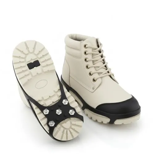 Slidefix Schuhspikes mit Edelstahl Zähne Noppen, Klampen, Eisspikes, Schuhkralle Spikes als Schneekette für den Schuh oder Stiefel in Easy L 5 Spikes Anti rutsch Hilfe, Wandern, Nagelschuhe Gr. 43-48.