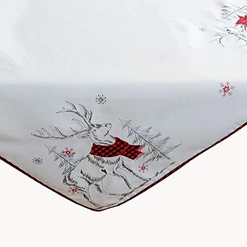 Raebel OHG Tischwäsche Stickerei Applikation Hirsch Weihnachten Winter (85 x 85 cm, Rot)
